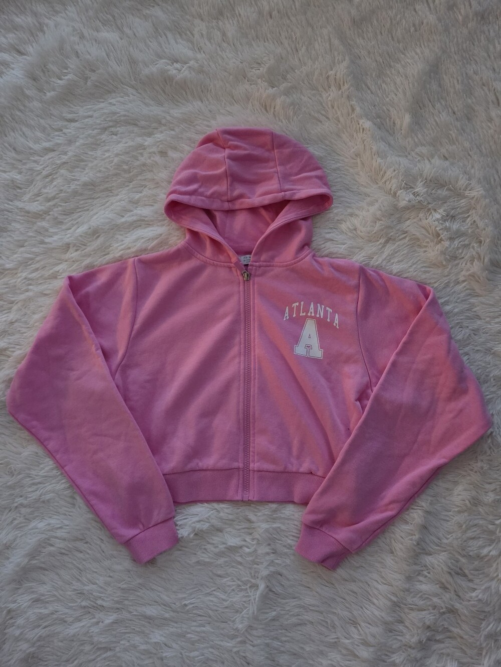 Pink Atlanta Cropped Zip Up Hoodie Girls 12/13 Years